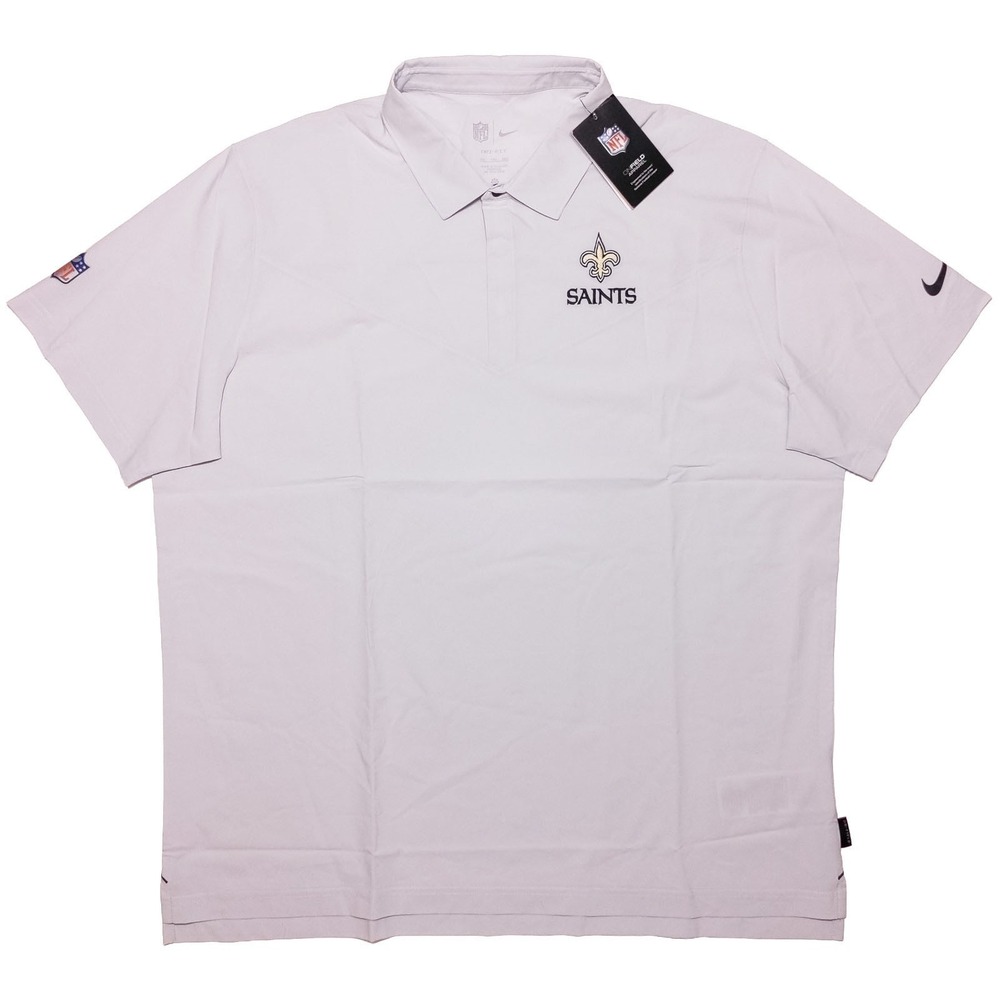 NIKE New Orleans Saints NFL Polo Shirt Light Gray Men's XXL 2XL ~ New